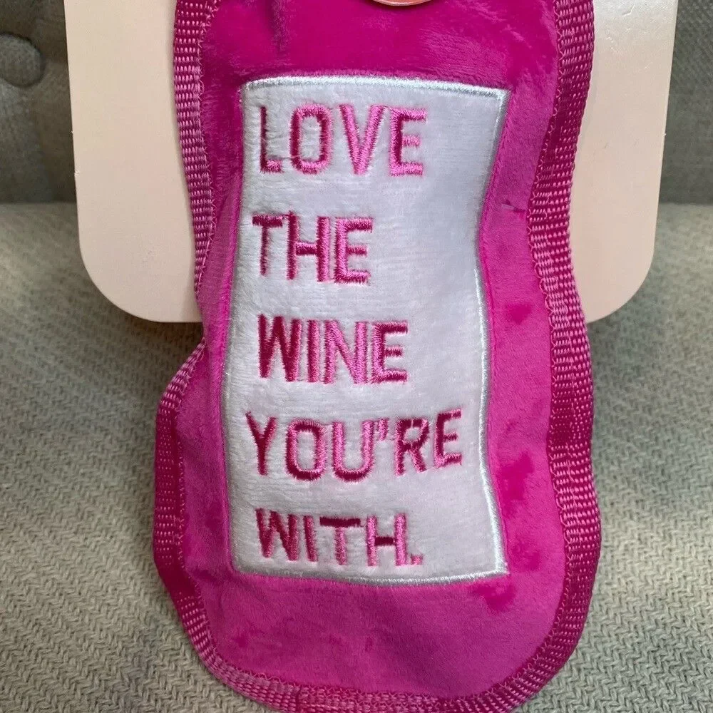 Valentine Dog Toy Love the Wine You’re With NWT Crinkle Pink Puppy Pet Gift